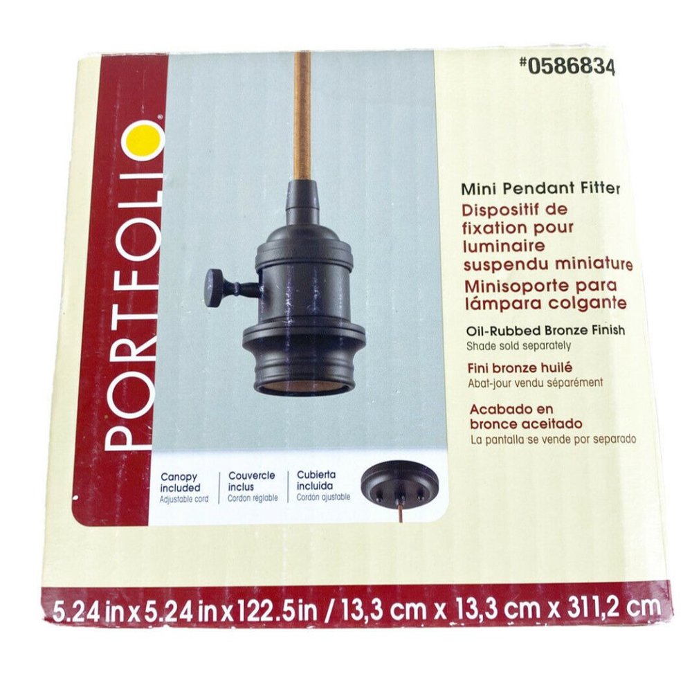 Portfolio 5.25-in French Bronze Vintage Hardwired Mini Pendant #0586834 New!